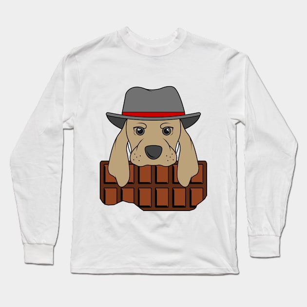 Cool dog with chocolate and a hat Long Sleeve T-Shirt by Markus Schnabel